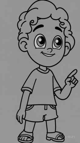 cartoon boy line art with gestures