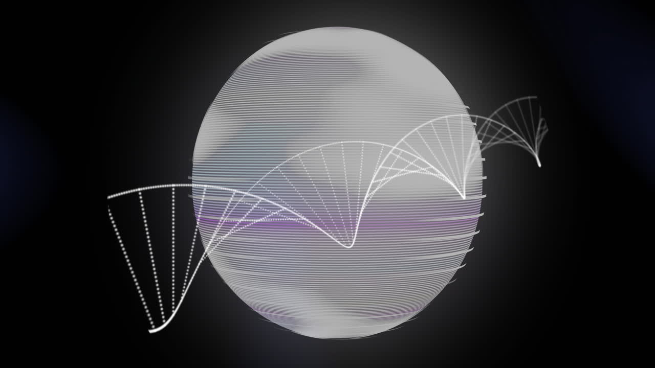회전하는 세계 위에 dna 줄무의 애니메이션
