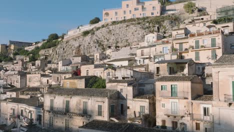 aerial view of modica alta val di noto sicily old baroque cliff town south italy