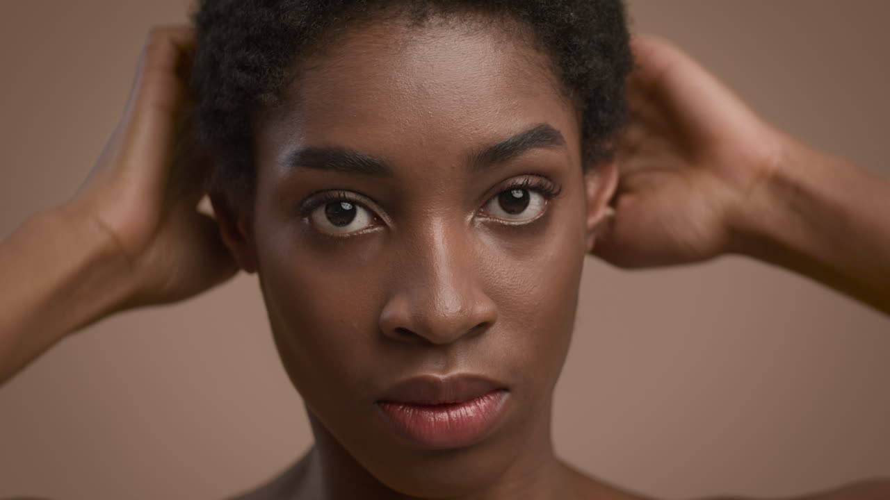 Close-up portrait of a woman with short hair