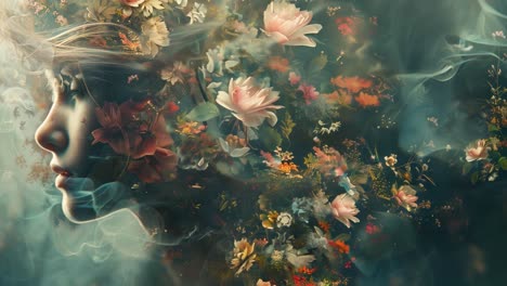 dreamy floral arrangement with roses and other blossoms