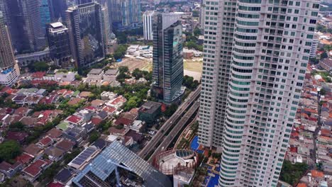 apartment building of denpasar residence towering in kuningan city, kecamatan setiabudi in south jakarta, indonesia