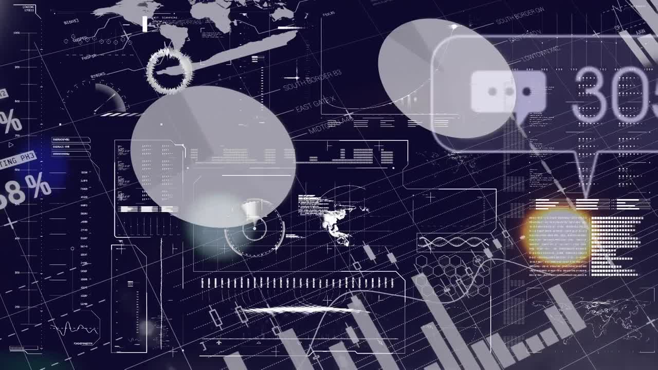 Animation of data processing over spots