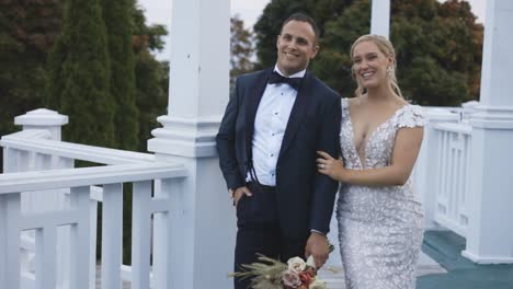 bride and groom in the evening