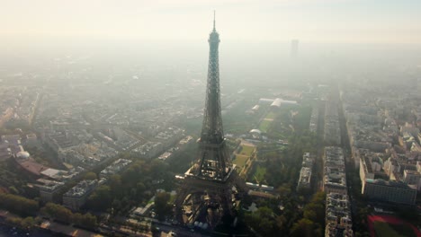 aerial panorama of paris cityscape with eiffel tower and seine river