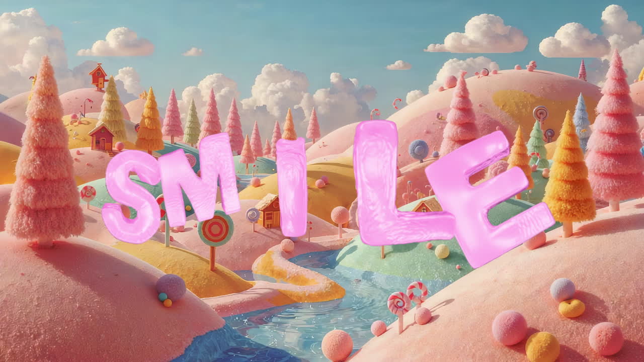 SMILE in a Whimsical Candy Land Dreamscape
