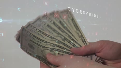 contando manualmente los billetes de dólar