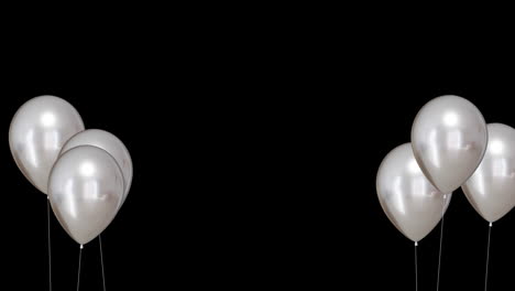 animation of silver balloons with copy space on black background