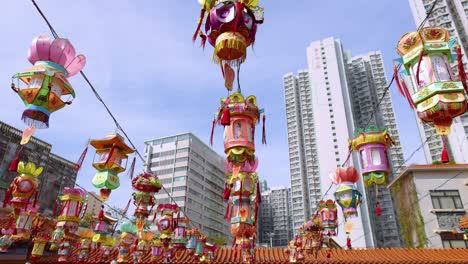 colorful lanterns sway in hong kong skyline