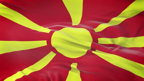 north macedonia flag waving in the wind with highly detailed fabric texture. seamless loop