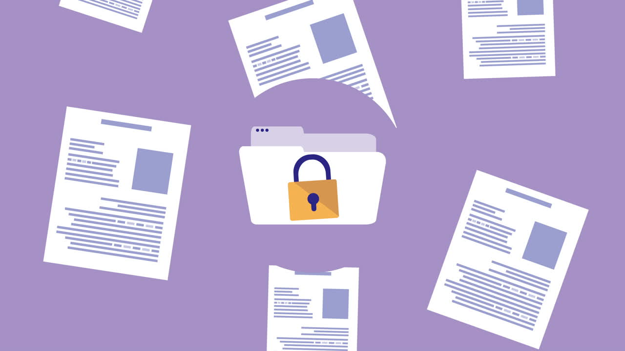 carpeta y documentos con seguridad cibernética con candado