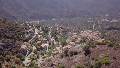 Aerial-footage-of-lonely,-corsican-village-Lama