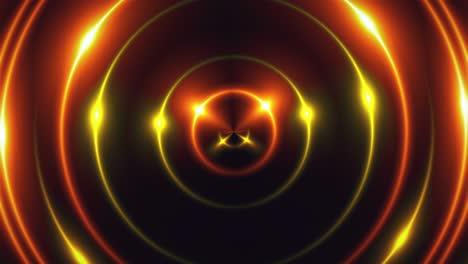 3d render of gold fractal lights with glowing effects. computer generated abstract background of flickering rings