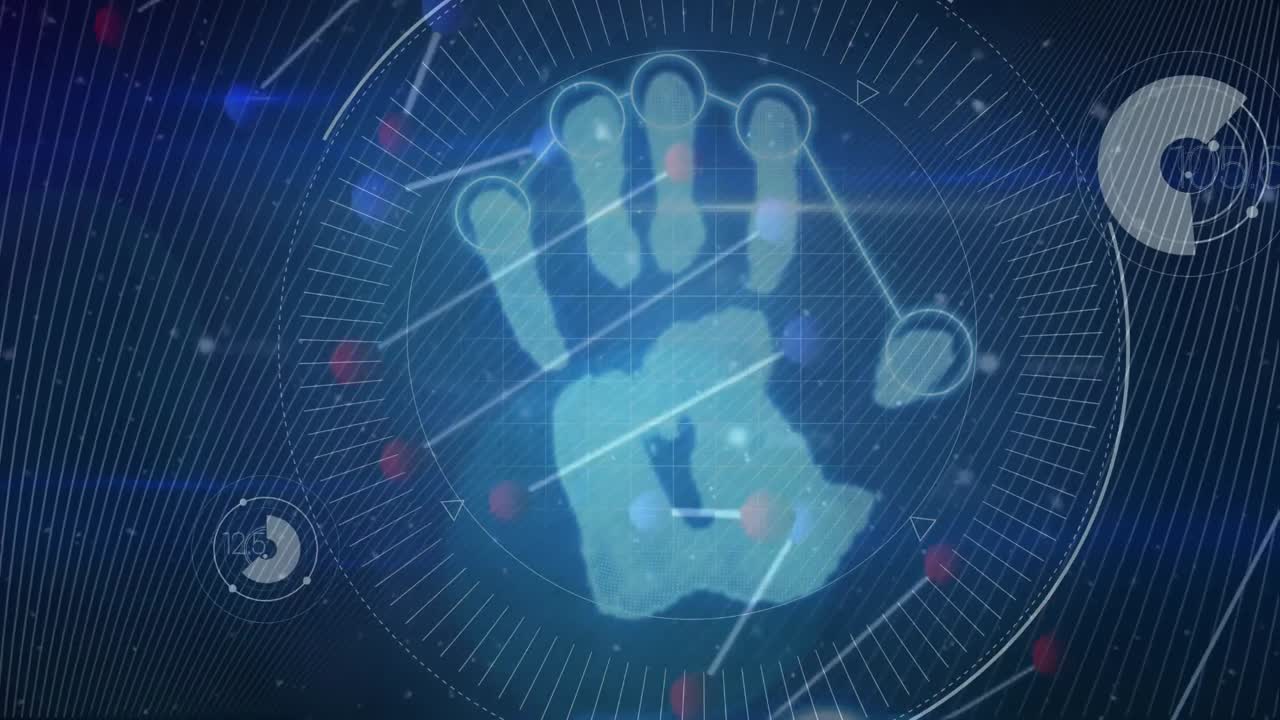 animación de iconos conexiones y globo girando en espacio negro con candado de seguridad en línea.