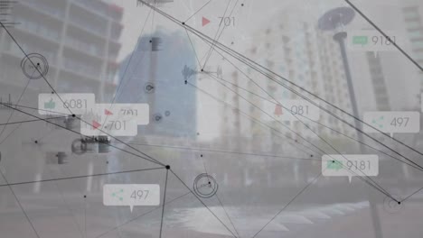 animation of social media data processing and network of connections