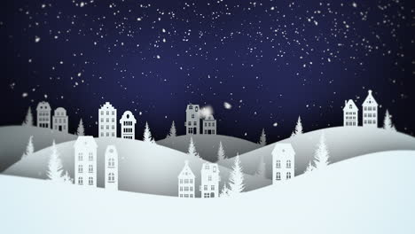 Animated-closeup-night-village-and-snowing-landscape-2