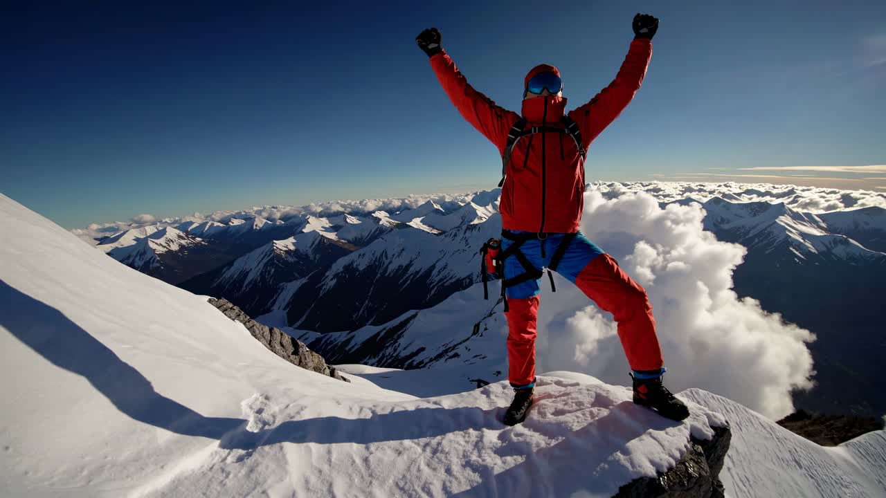 Klatrer feirer toppseier i snødekte fjell