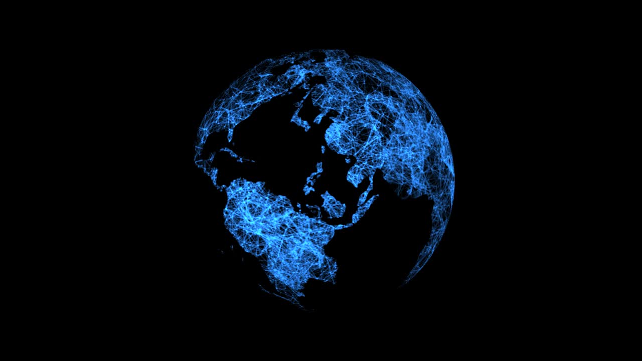 el planeta tierra digital azul sobre un fondo negro.