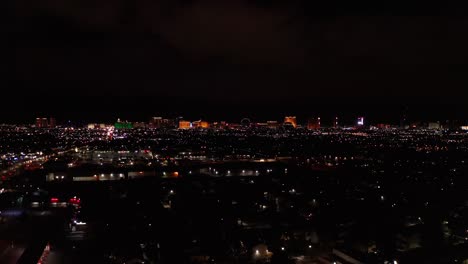 Super-wide-aerial-dolly-shot-of-the-Las-Vegas-Strip-at-night