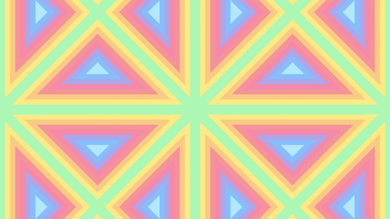 무작위 루프 애니메이션에서 기하학적 무지개 모자이크. 추상적인 간단한 모션 그래픽 배경