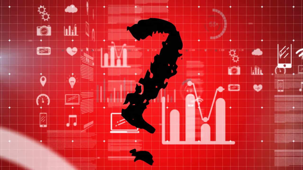 질문표 위의 데이터 처리의 애니메이션