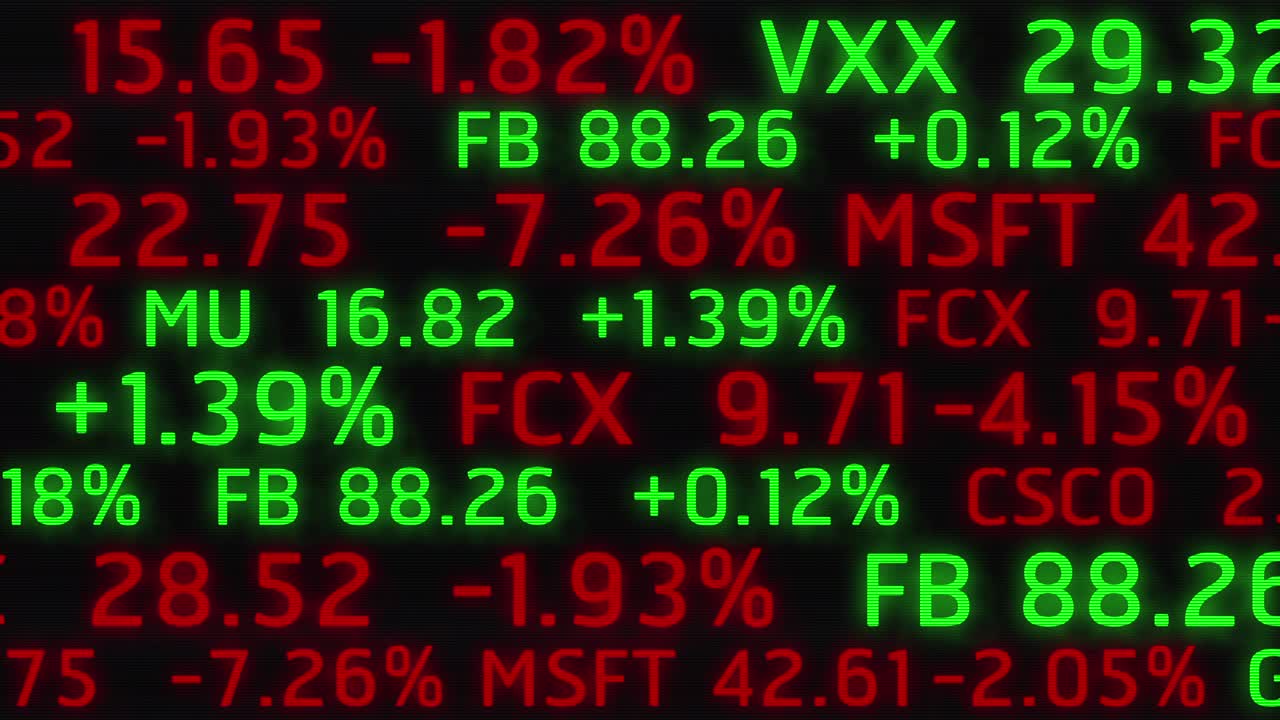 4k Animazione in loop continuo di scorrimento titoli di borsa