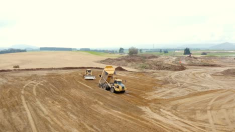 large construction site with machines starting new development, civil engineering