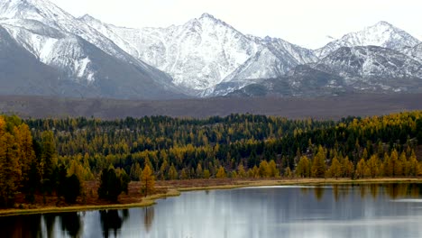 mountain lake in autumn seamless loop footage