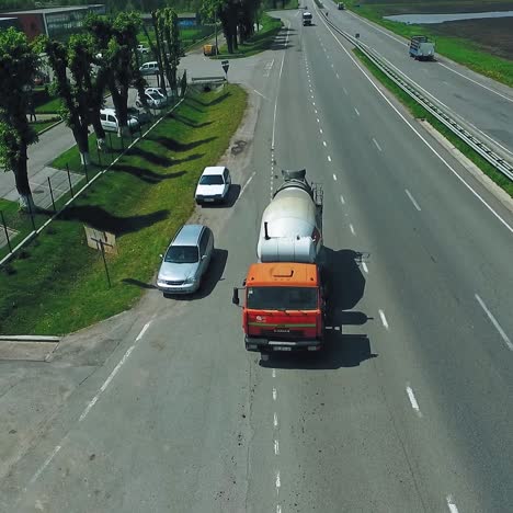 Concrete mixer with transport trucks