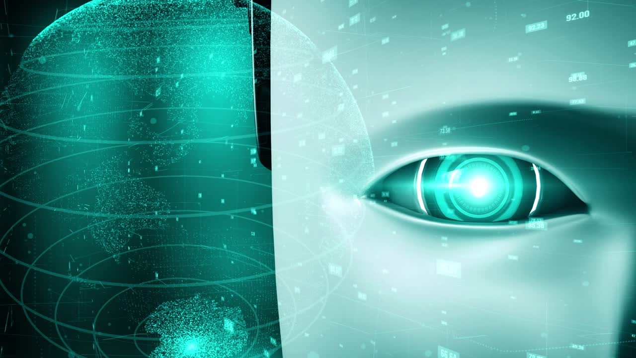 robot futurista inteligencia artificial humanoide tecnología de análisis de datos