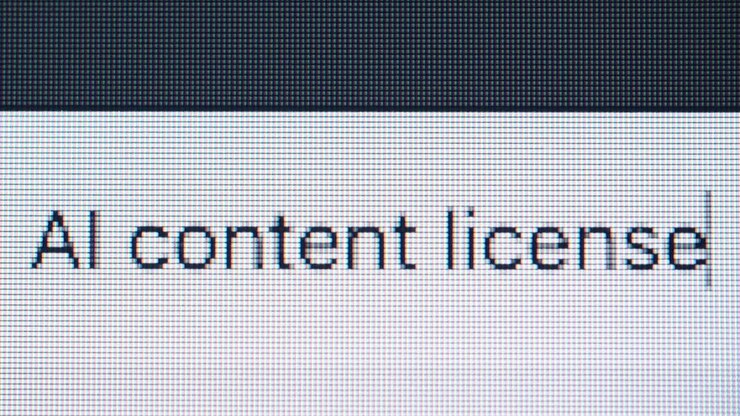 AI-indholdslicens på en computerskærm