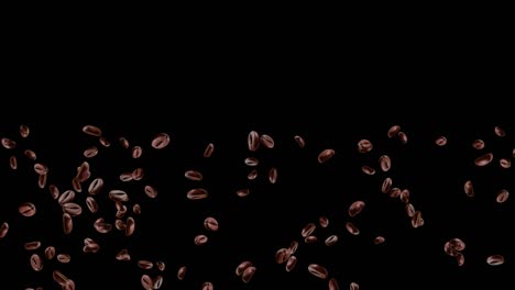 brown roasted coffee beans falling on pile green screen loop animation background.