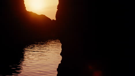 sunset through a cave
