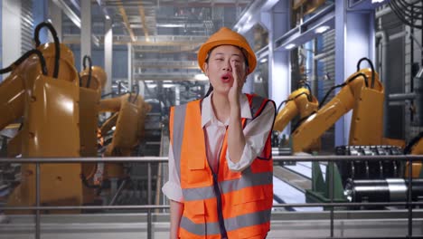 woman industrial worker in factory