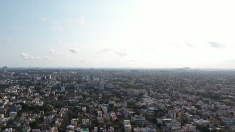 mist aerial view of chennai city, india