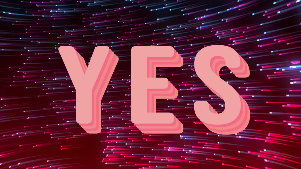 검은색 배경 위에 예 텍스트와 모양의 애니메이션