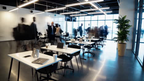 dynamic modern office or co-working space with people