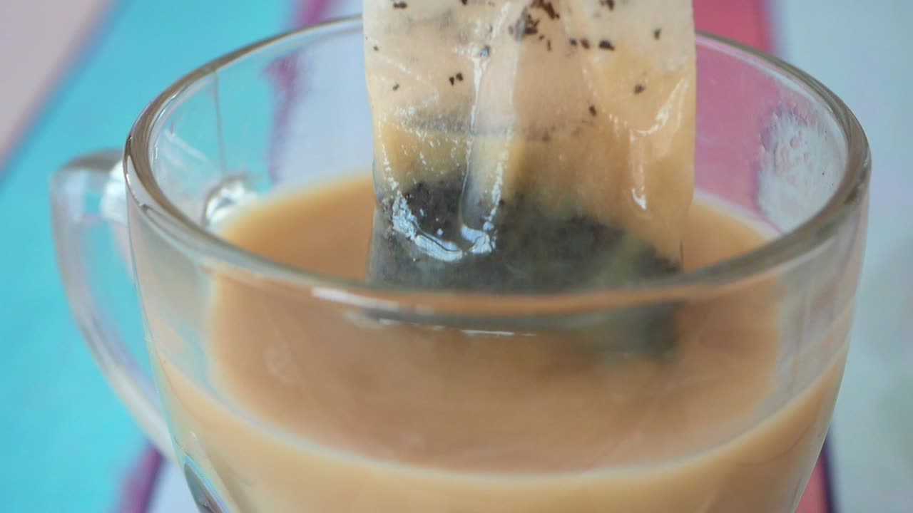 Tea Bag Steeping in a Glass Cup