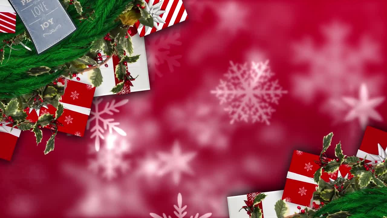 animación de la decoración navideña sobre la nieve que cae