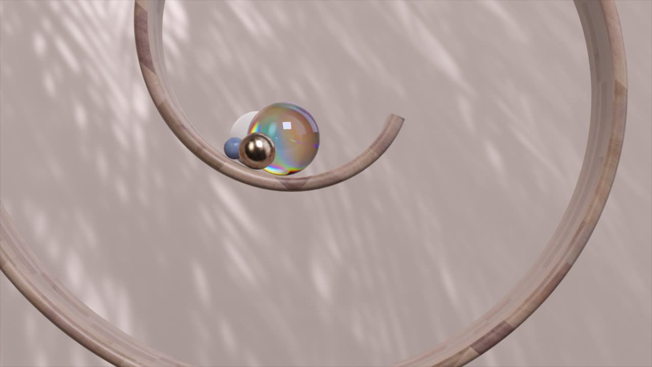 추상적인 3d 레더링: 나무 반지 위의 구.