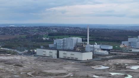 panning drone aerial enfinium ferrybridge uk decarbonisation power stations