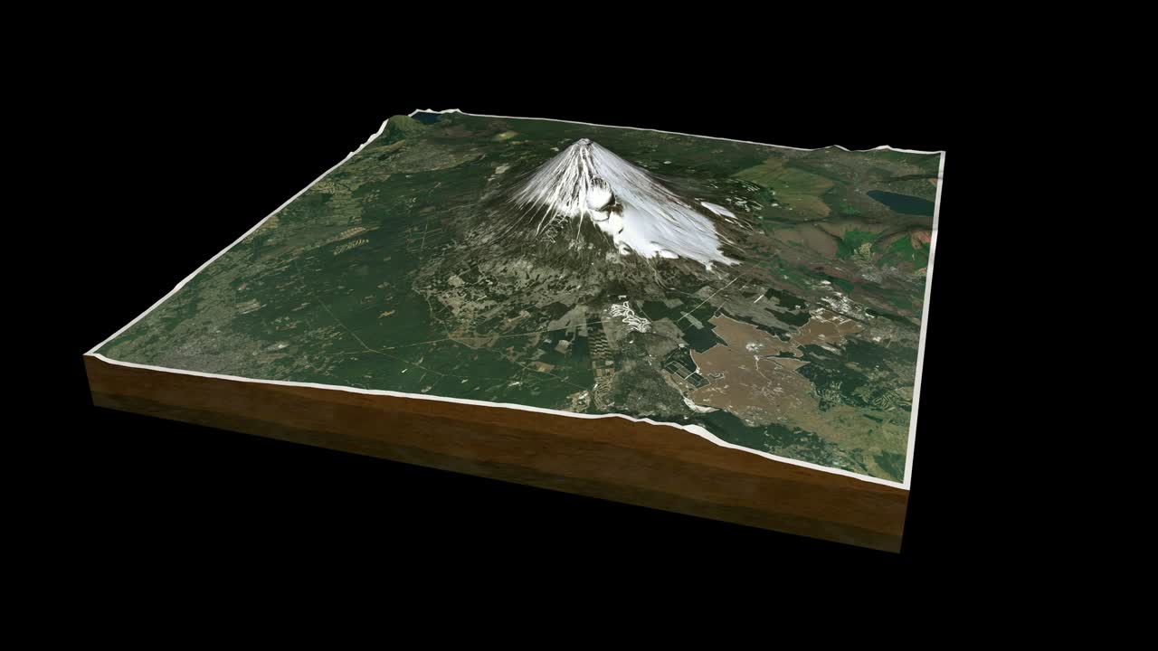 마운트 후지 지도 3d 렌더링 360도 루프 애니메이션