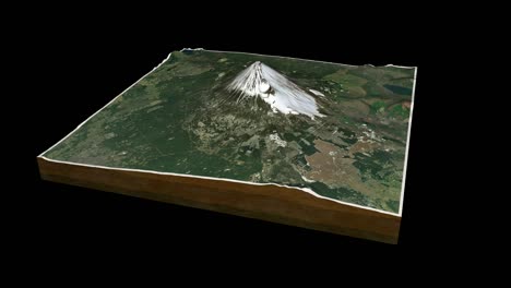 mount fuji map 3d render 360 degrees loop animation