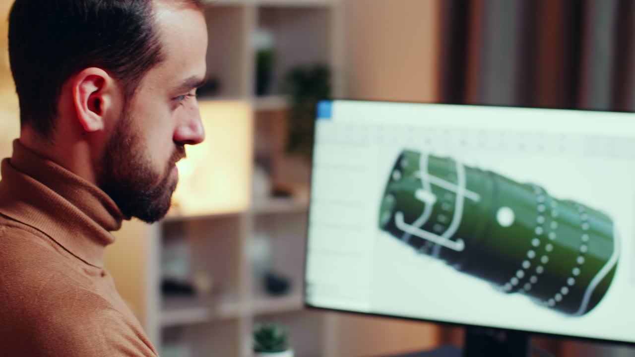 Focused engineer working on a big turbine project