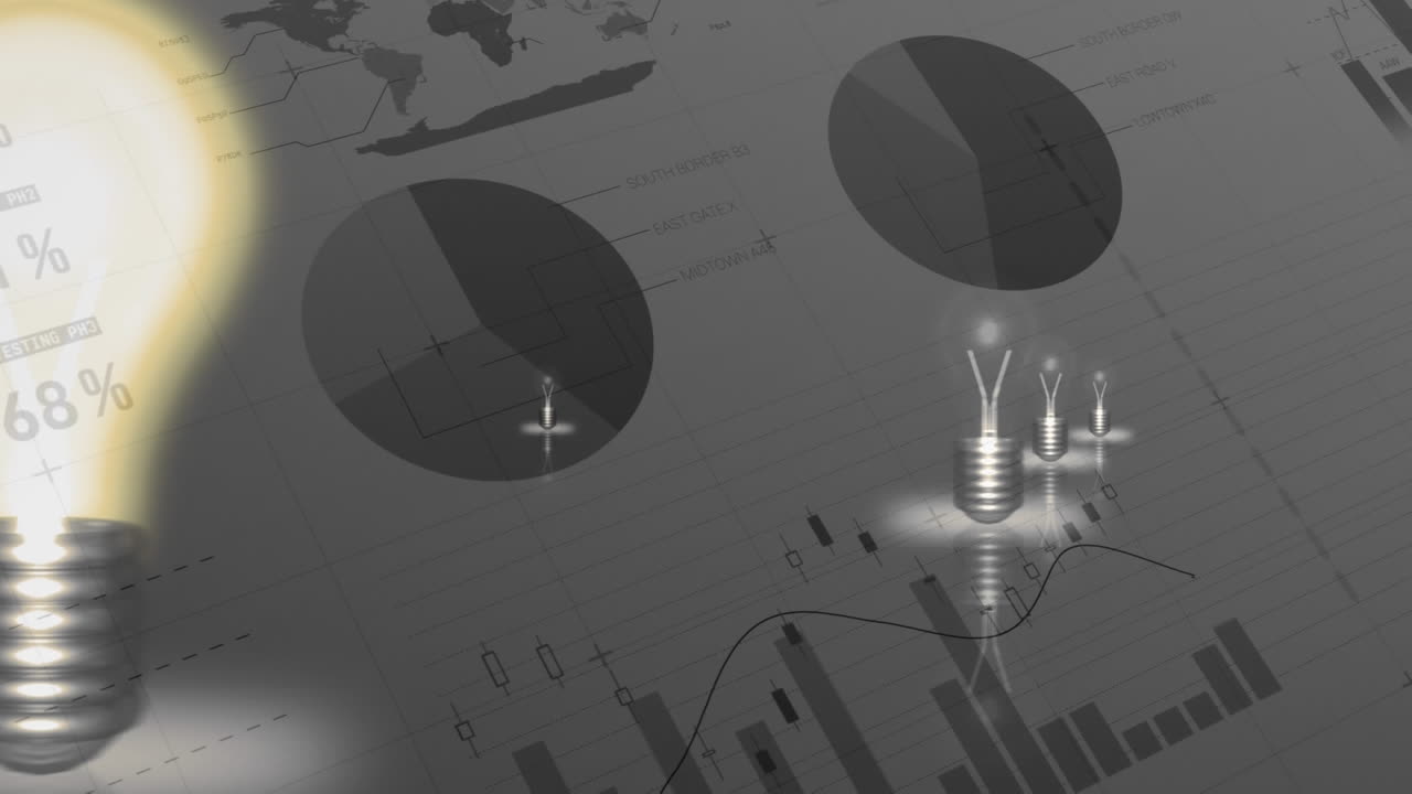 Animation der Finanzdatenverarbeitung über Glühlampen