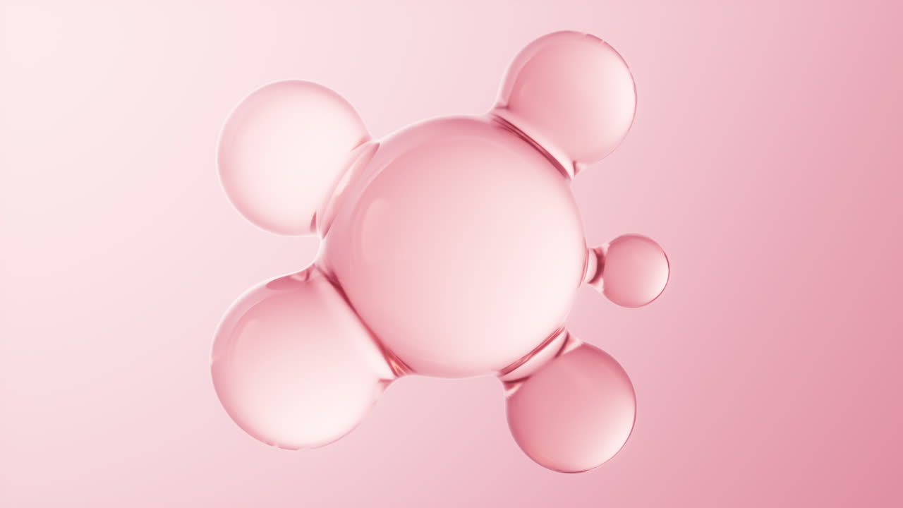 Transparent pink bubbles background, 3d rendering.