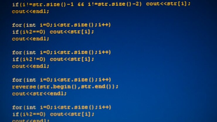 Source code on the monitor screen. Source code