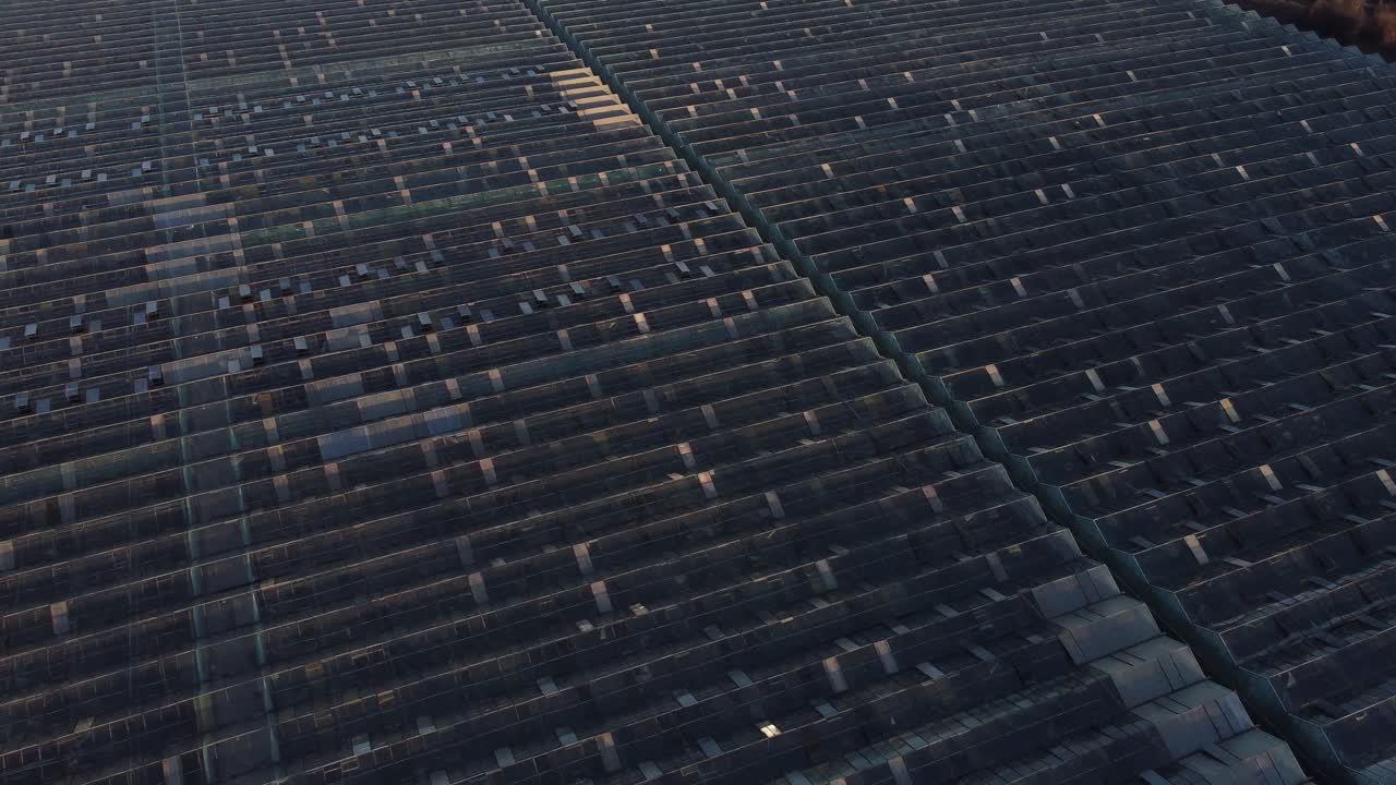 Drone Fly Above Greenhouse. Growing vegetables. Aerial View