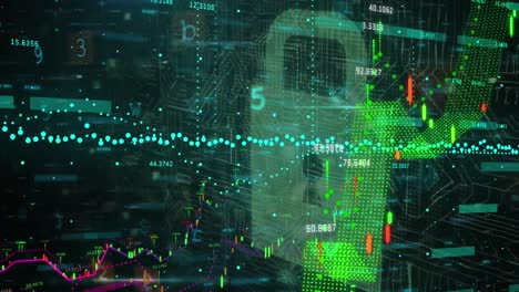 animación del candado de seguridad en línea y procesamiento de datos