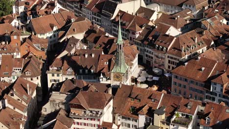olten old town aerial view with its iconic clock tower, historic rooftops and charming streets in canton solothurn, switzerland